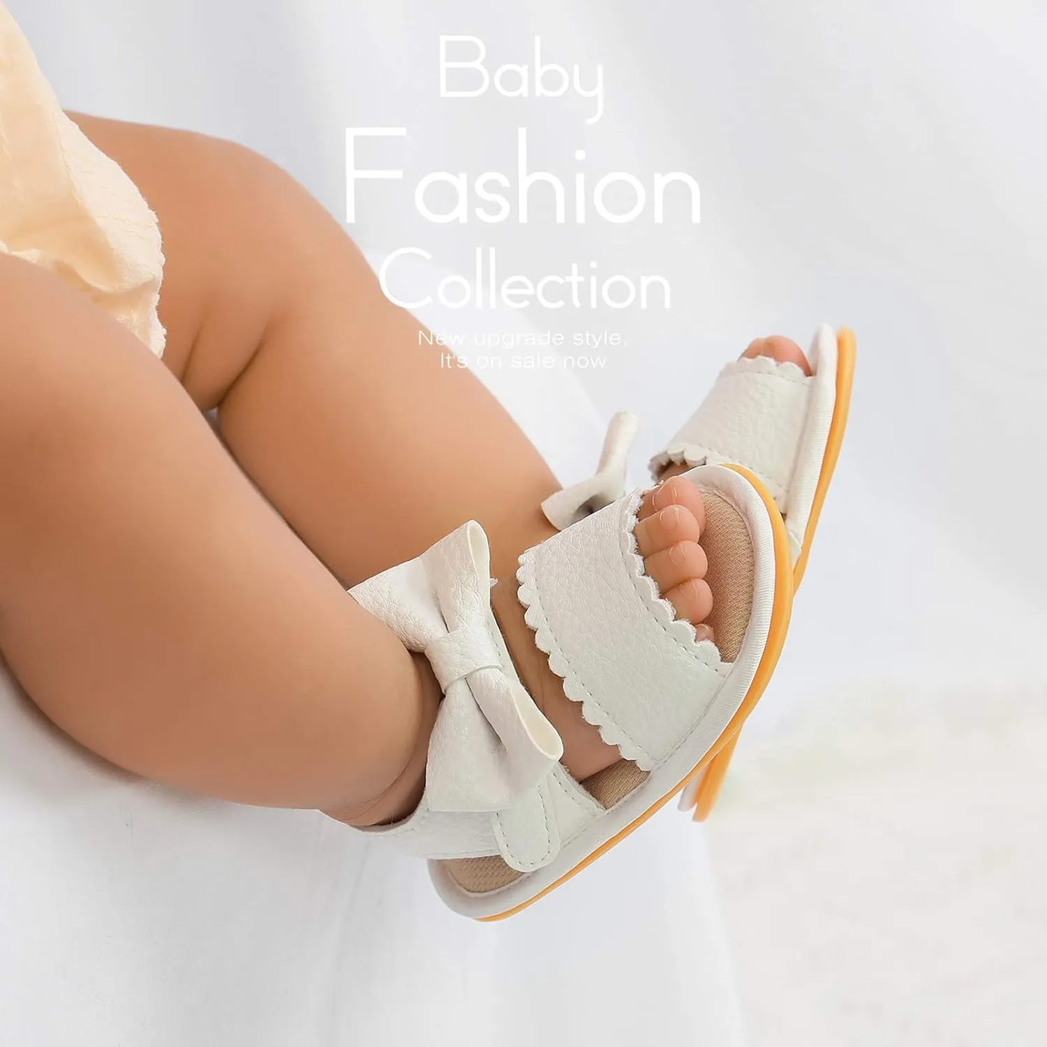 EnJoCho Boys Running Shoes Baby Rubber Boys Bow Soft Sandals Summer Girls Sole Walking Non-Slip Shoes Flat Baby Shoes (White, 12-12m)