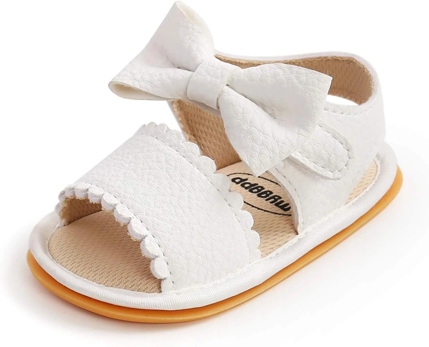 EnJoCho Boys Running Shoes Baby Rubber Boys Bow Soft Sandals Summer Girls Sole Walking Non-Slip Shoes Flat Baby Shoes (White, 12-12m)