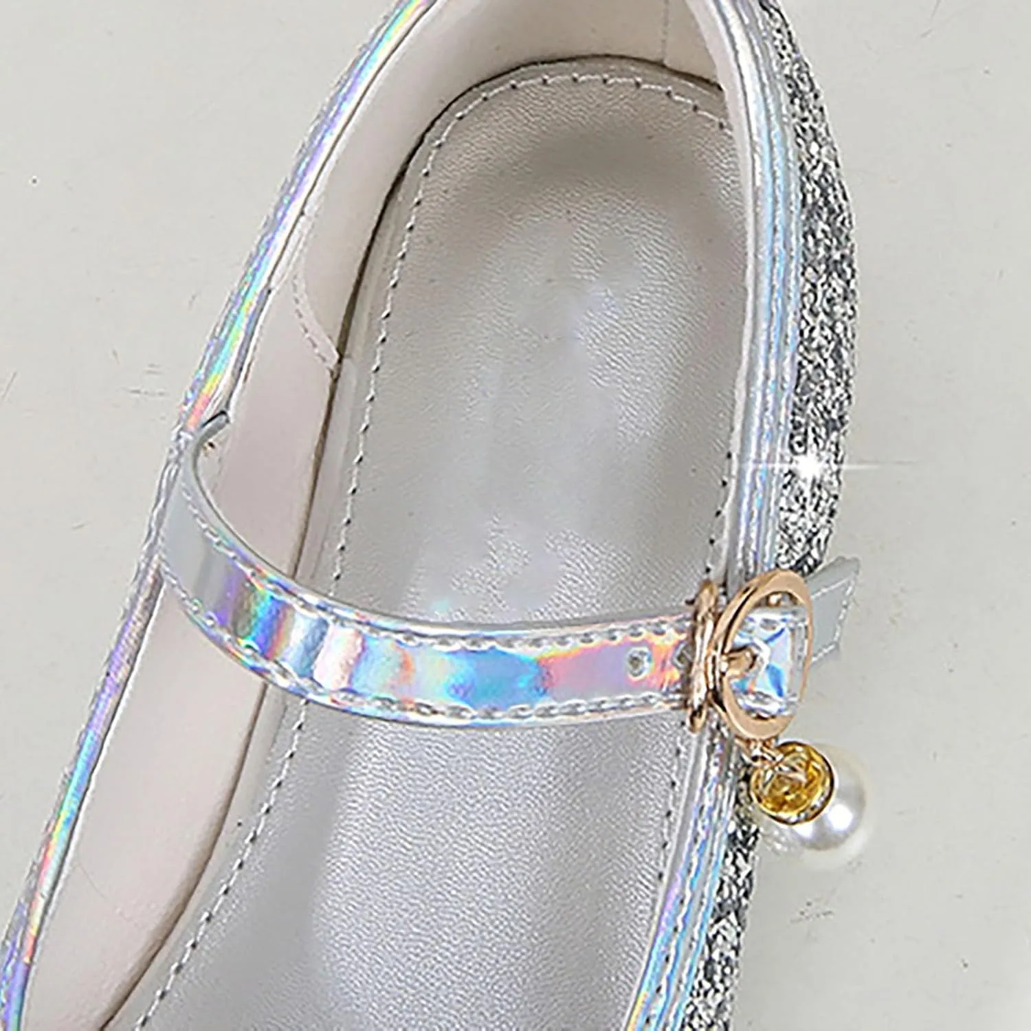 Flower Girls Dress Shoes Toddler Kids Glitter Low Heel Mary Jane Princess Sandals for Birthday Wedding Party