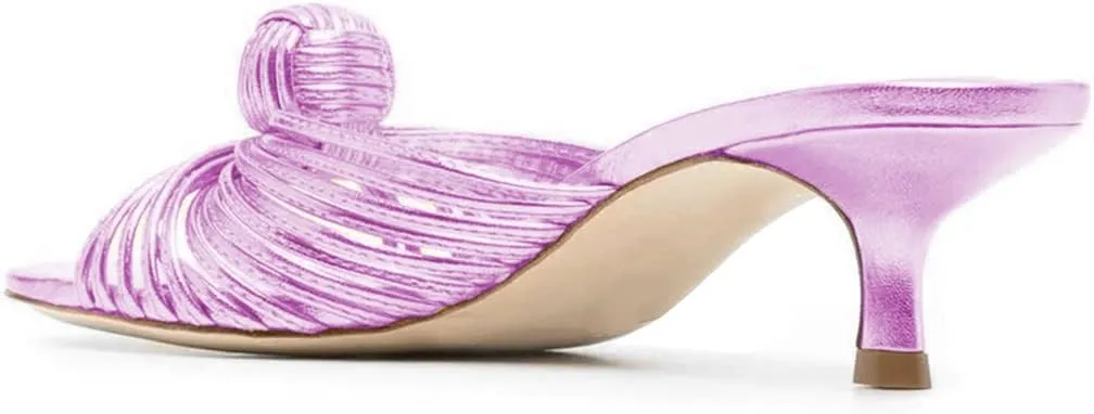 FYS Women Slip on Low Kitten Heel Mules Open Toe Dress Slide Sandals Party Prom Summer Shoes Size 4-15 US