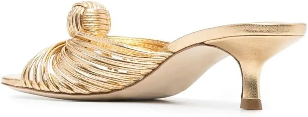 FYS Women Slip on Low Kitten Heel Mules Open Toe Dress Slide Sandals Party Prom Summer Shoes Size 4-15 US