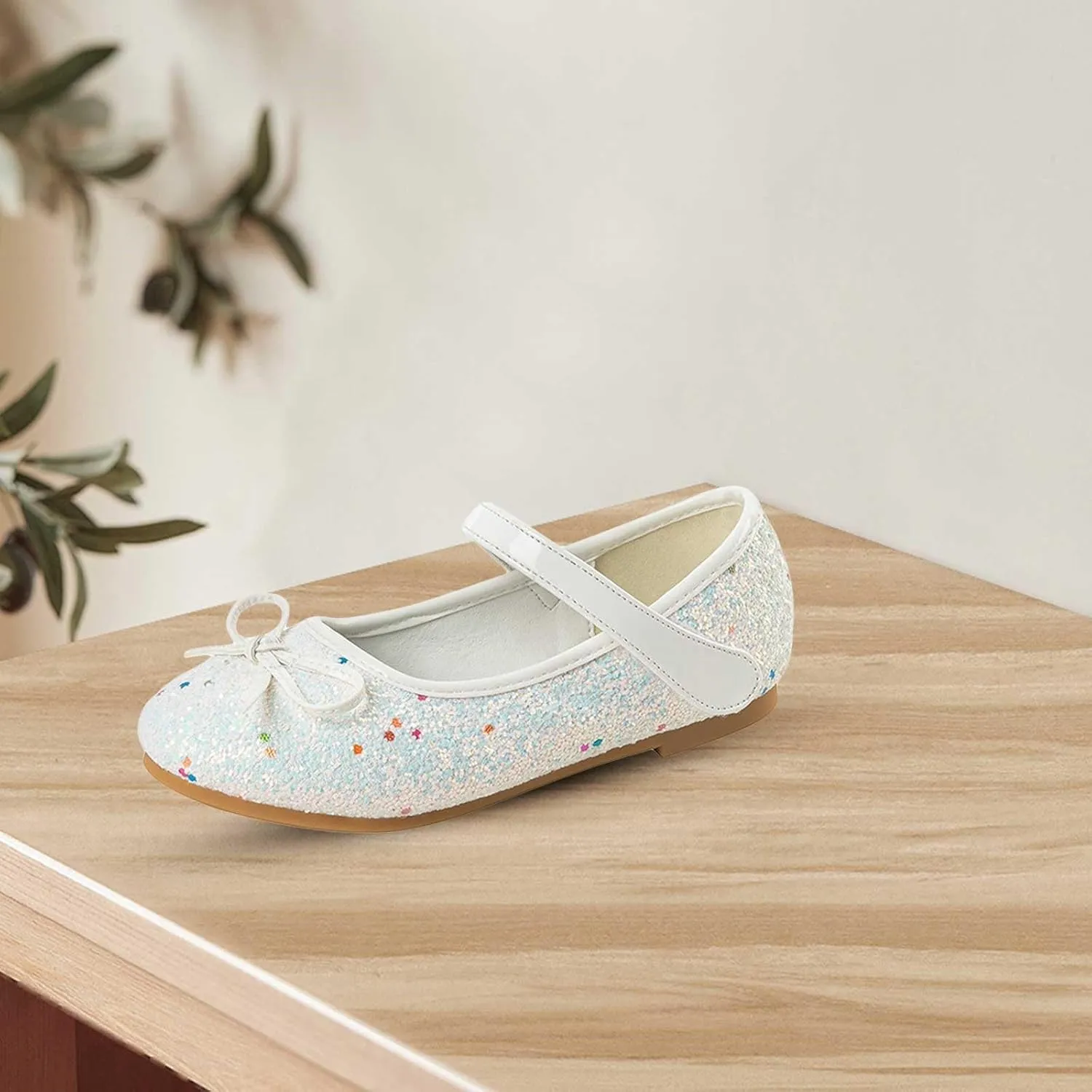 Generic Kids Toddler Girls Bowknot Sequin Mary Jane Sandals Flat Bottom Princess Dress Shoes Summer Wedding Party Shoes
