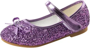 Generic Kids Toddler Girls Bowknot Sequin Mary Jane Sandals Flat Bottom Princess Dress Shoes Summer Wedding Party Shoes
