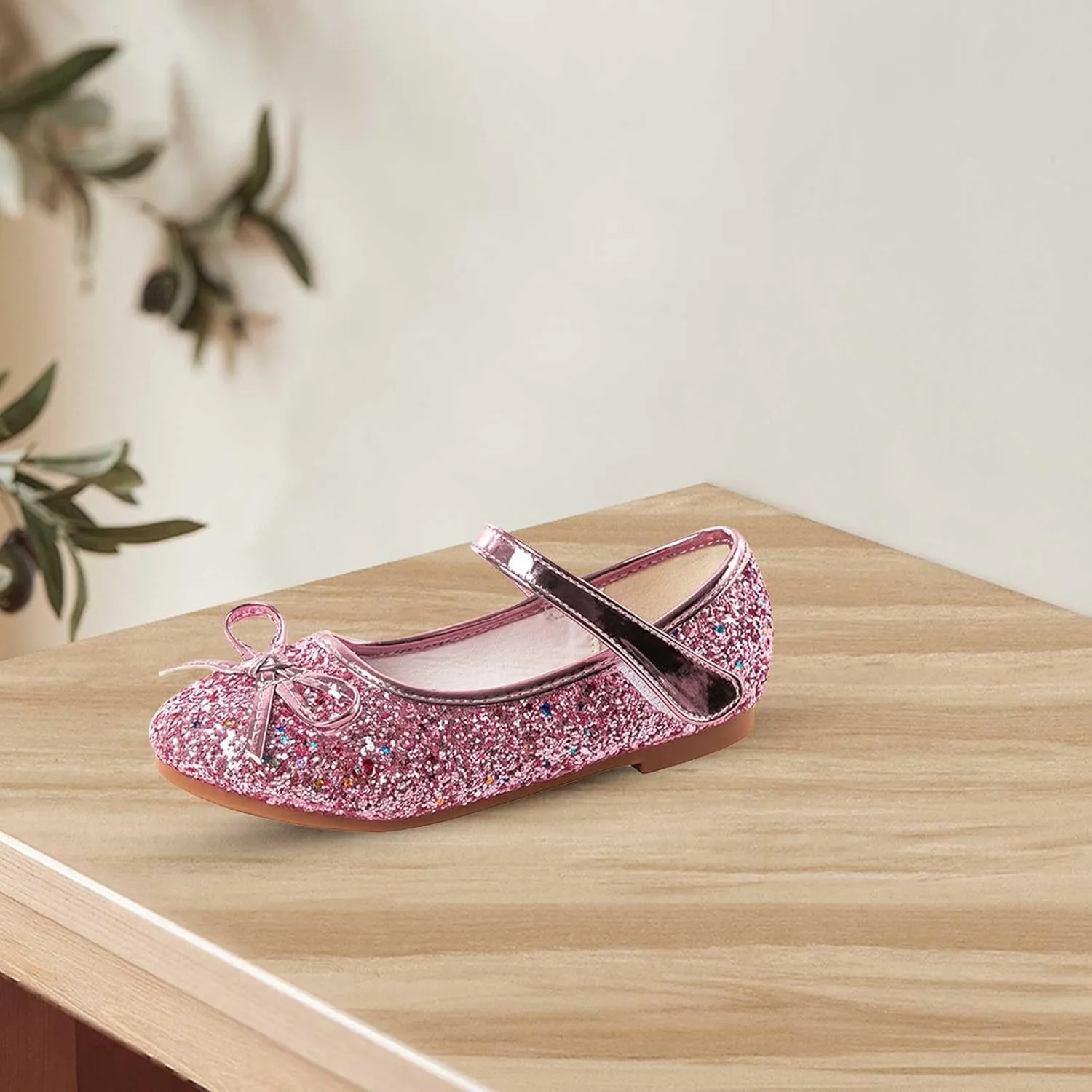 Generic Kids Toddler Girls Bowknot Sequin Mary Jane Sandals Flat Bottom Princess Dress Shoes Summer Wedding Party Shoes
