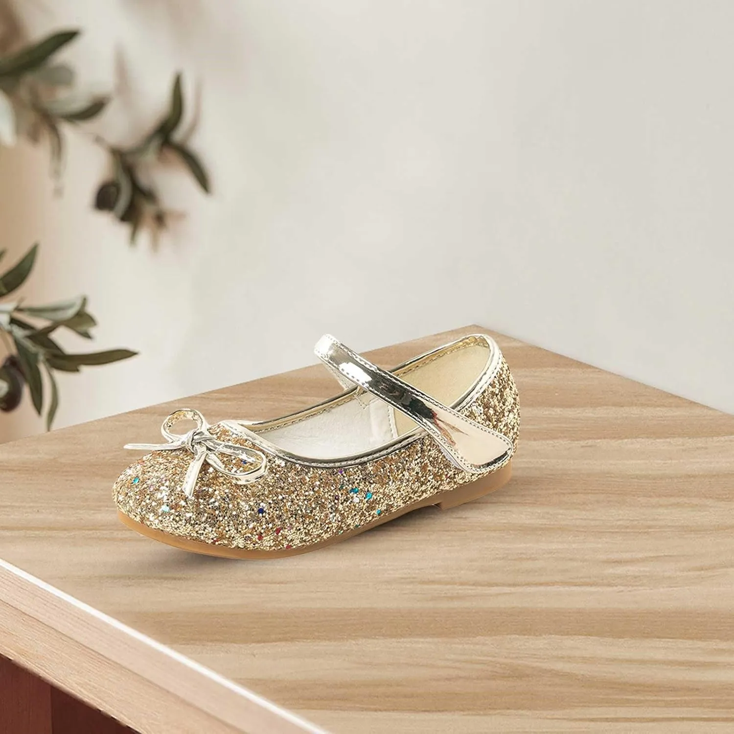 Generic Kids Toddler Girls Bowknot Sequin Mary Jane Sandals Flat Bottom Princess Dress Shoes Summer Wedding Party Shoes