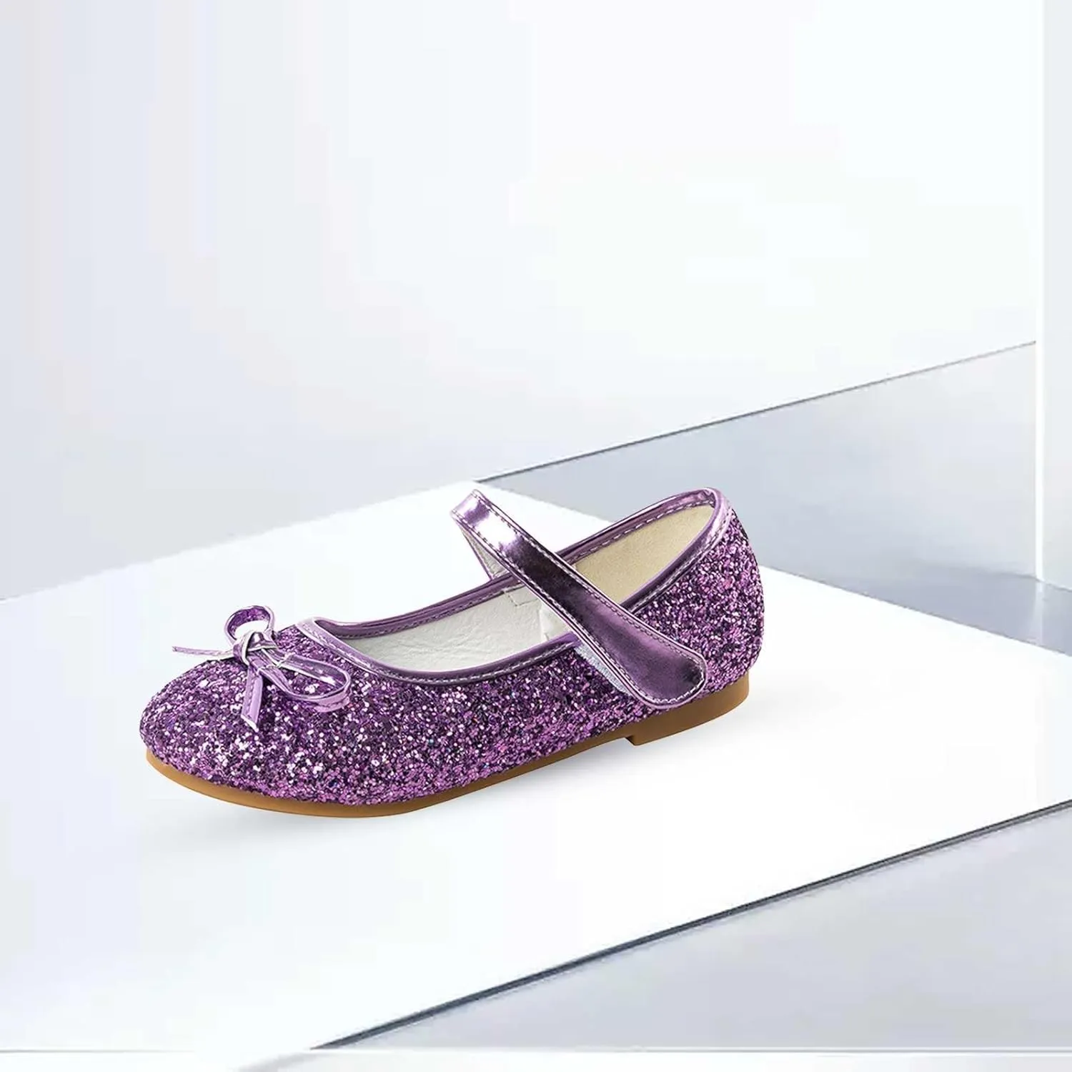 Generic Kids Toddler Girls Bowknot Sequin Mary Jane Sandals Flat Bottom Princess Dress Shoes Summer Wedding Party Shoes