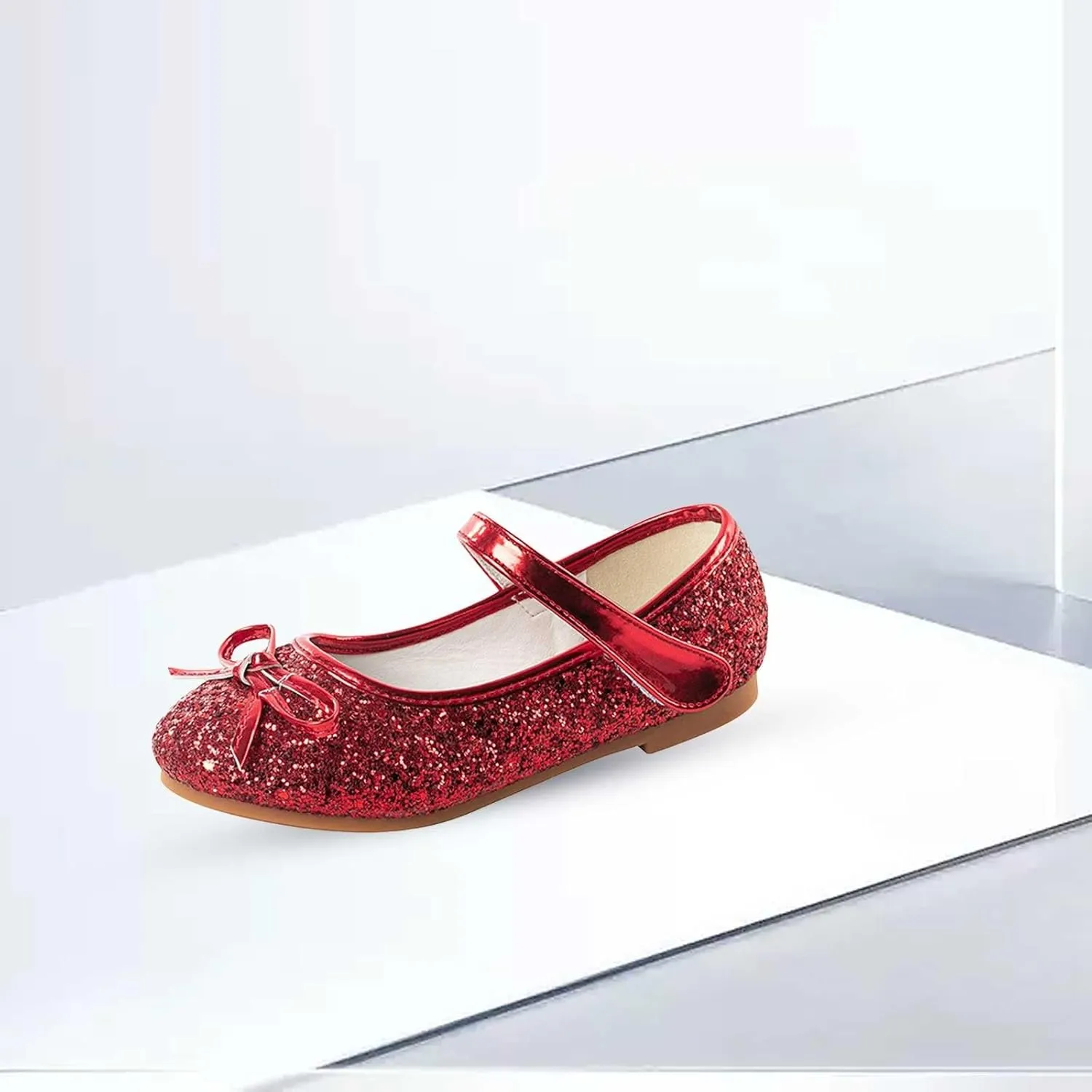 Generic Kids Toddler Girls Bowknot Sequin Mary Jane Sandals Flat Bottom Princess Dress Shoes Summer Wedding Party Shoes