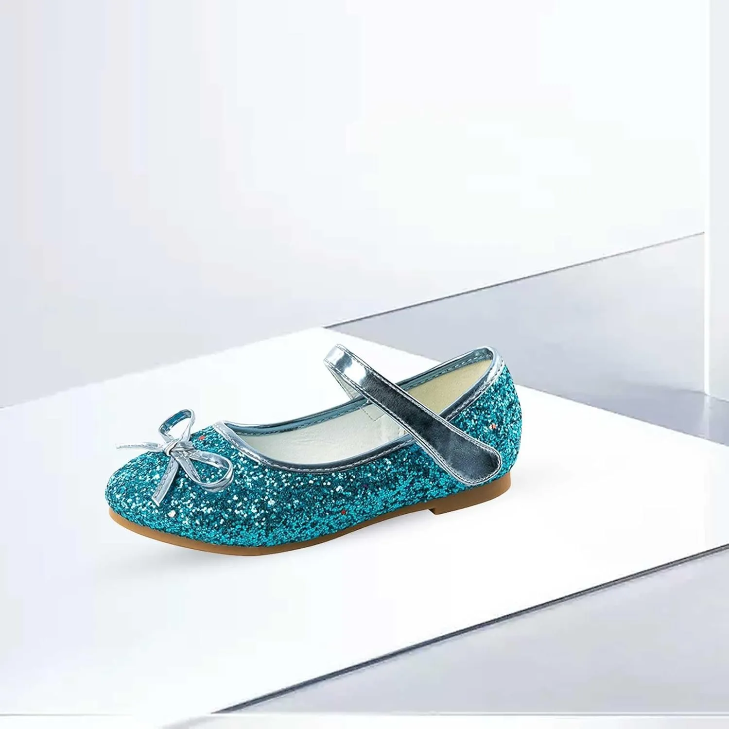Generic Kids Toddler Girls Bowknot Sequin Mary Jane Sandals Flat Bottom Princess Dress Shoes Summer Wedding Party Shoes