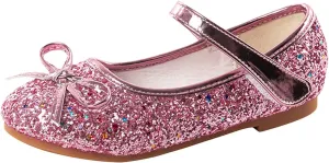 Generic Kids Toddler Girls Bowknot Sequin Mary Jane Sandals Flat Bottom Princess Dress Shoes Summer Wedding Party Shoes