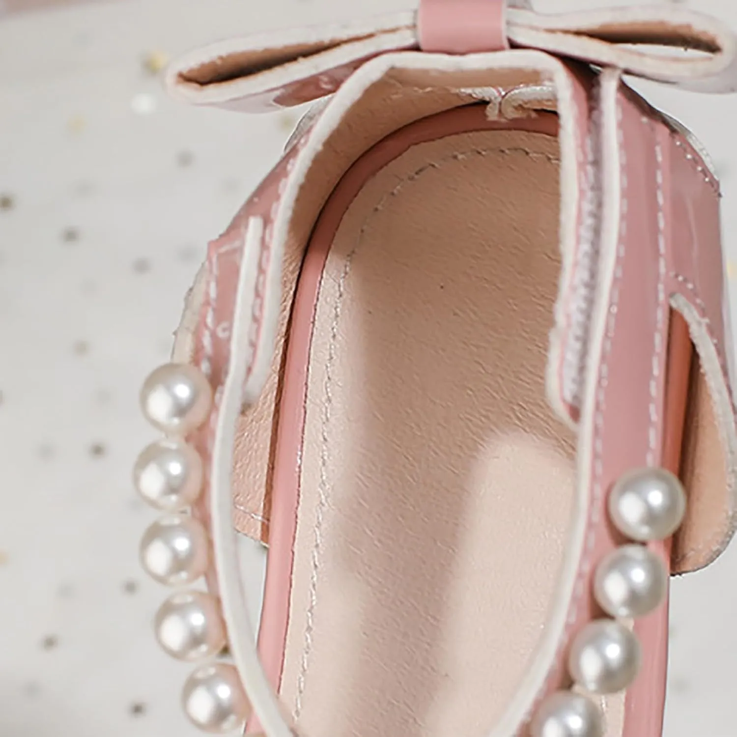 Girl Sandals Girls Sandals Comfortable Non Slip Pearl Rhinestone Heel Fairy Thick Heel