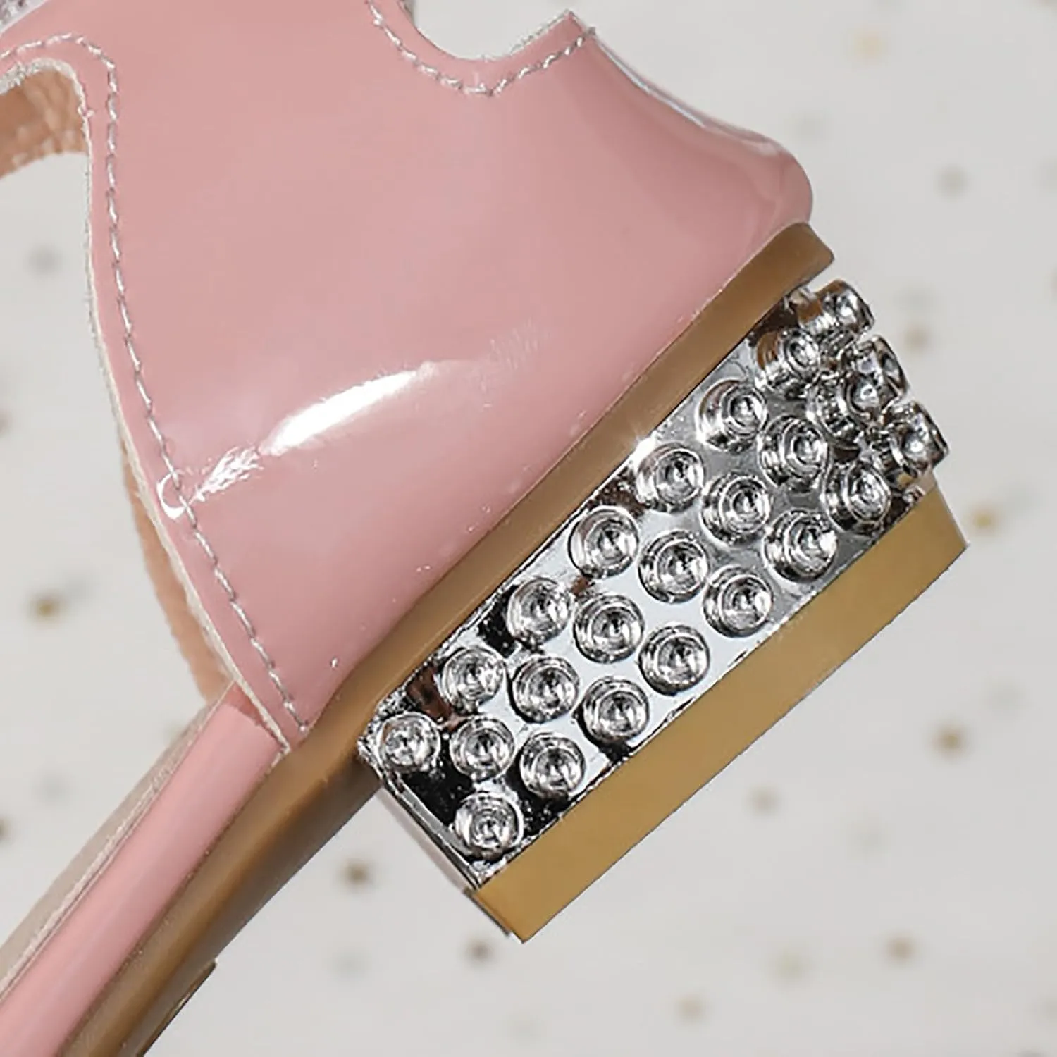 Girl Sandals Girls Sandals Comfortable Non Slip Pearl Rhinestone Heel Fairy Thick Heel