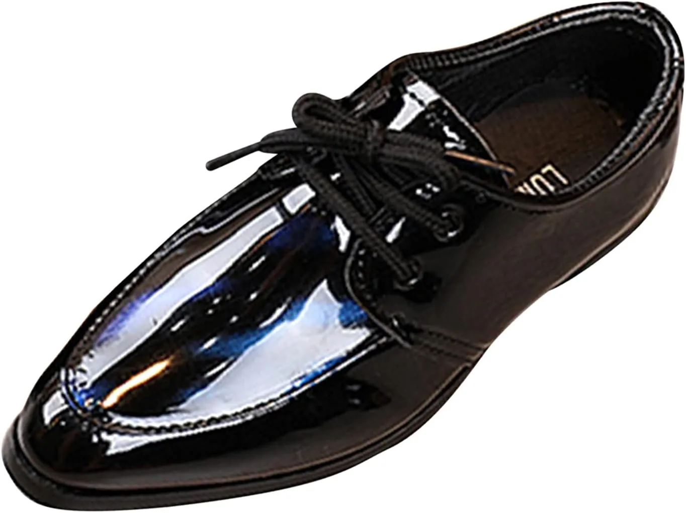 Girls Classic Oxfords Dress Shoes Pointed Toe Patent Formal Dress Shoes Lace Up Wedding Prom Footwear for Kids