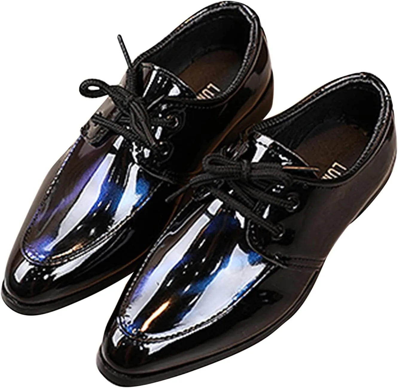 Girls Classic Oxfords Dress Shoes Pointed Toe Patent Formal Dress Shoes Lace Up Wedding Prom Footwear for Kids