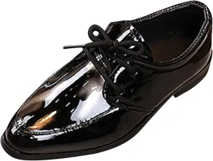 Girls Classic Oxfords Dress Shoes Pointed Toe Patent Formal Dress Shoes Lace Up Wedding Prom Footwear for Kids