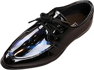 Girls Classic Oxfords Dress Shoes Pointed Toe Patent Formal Dress Shoes Lace Up Wedding Prom Footwear for Kids