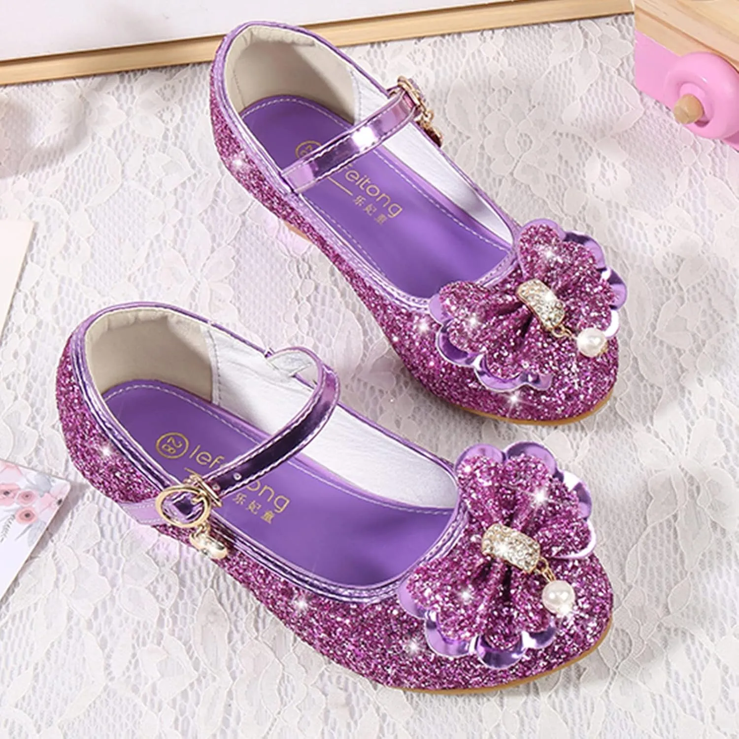 Girls Dress Shoes Wedding Party Heel Mary Jane Princess Flower Shoes Birthday for Toddler Little/Big Kid