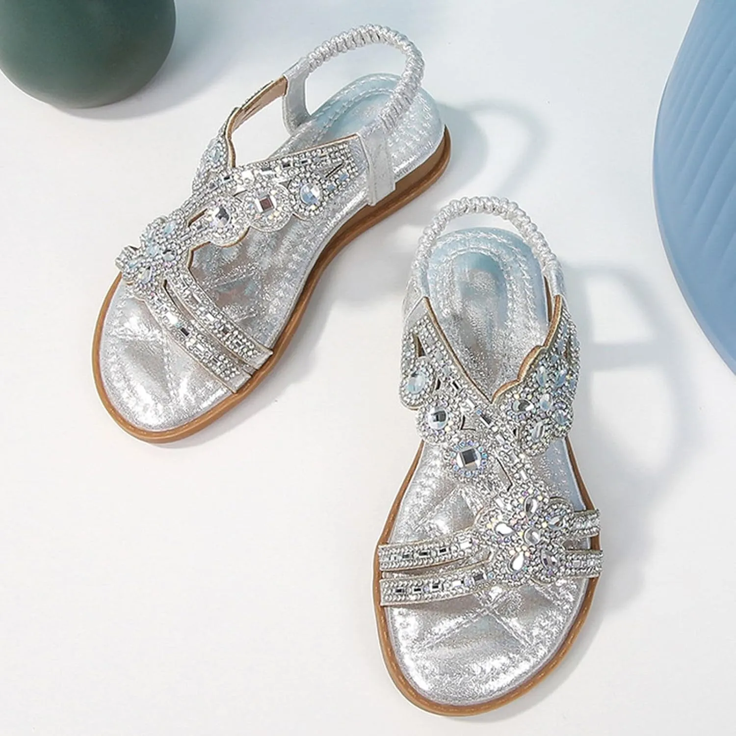 Girls Glitter Beach Shoes Shoes Flat Summer Glitter Boho Comfortable Sandals with Girls Size 3 Sandals