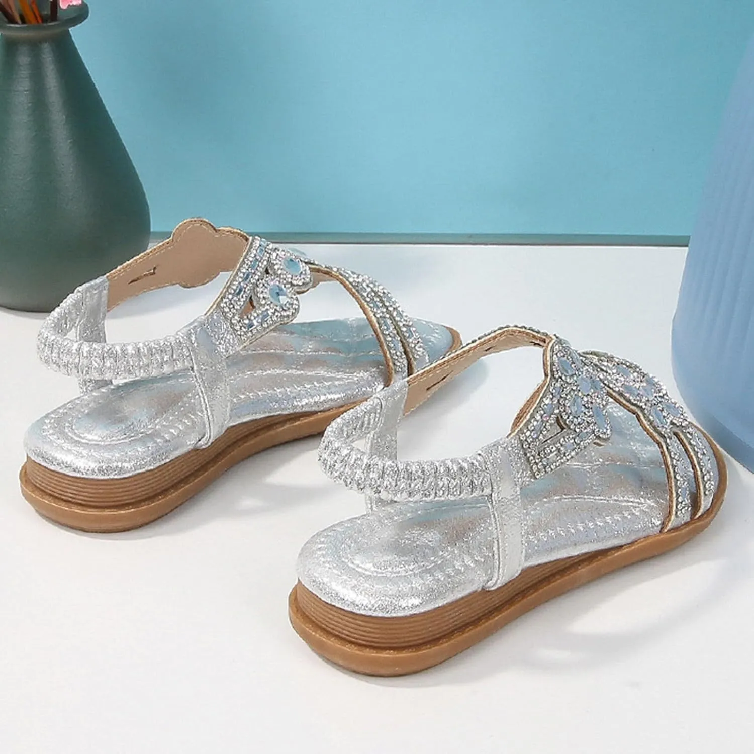 Girls Glitter Beach Shoes Shoes Flat Summer Glitter Boho Comfortable Sandals with Girls Size 3 Sandals