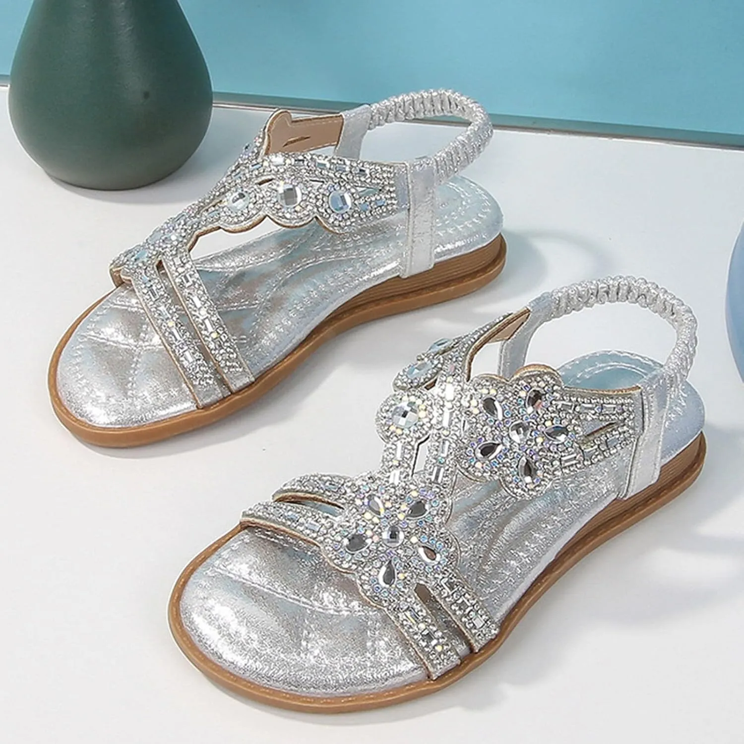 Girls Glitter Beach Shoes Shoes Flat Summer Glitter Boho Comfortable Sandals with Girls Size 3 Sandals