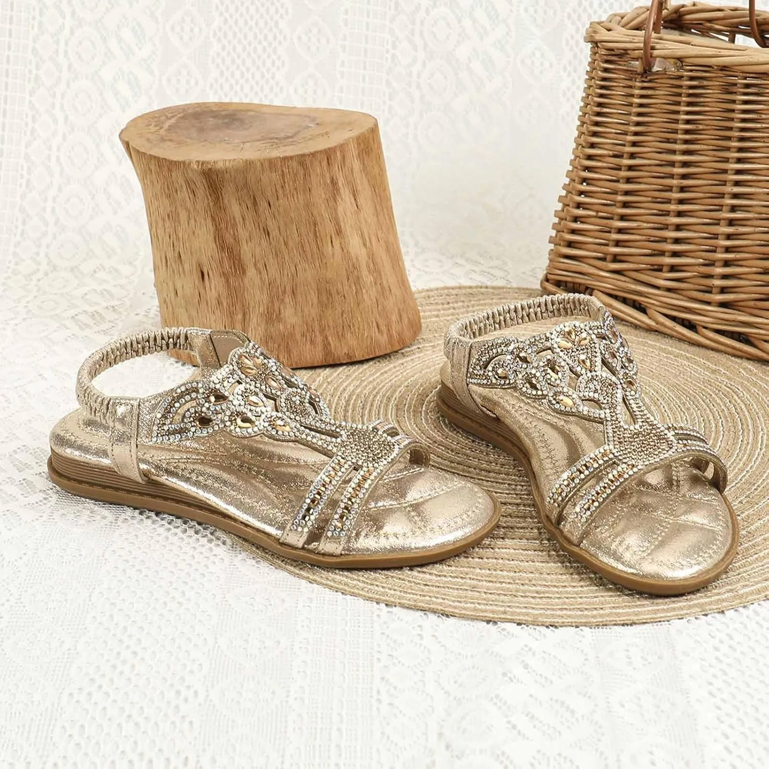 Girls Glitter Beach Shoes Shoes Flat Summer Glitter Boho Comfortable Sandals with Kids Dress Sandals