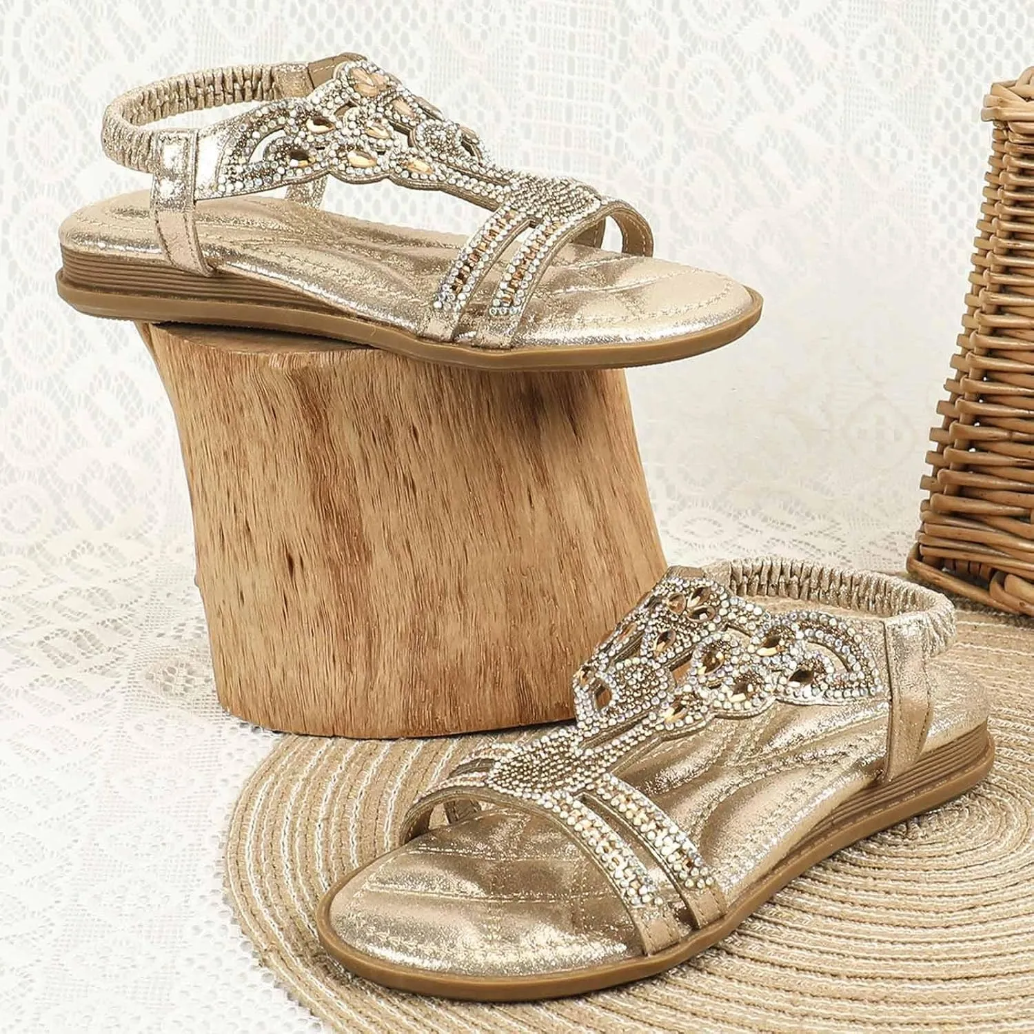 Girls Glitter Beach Shoes Shoes Flat Summer Glitter Boho Comfortable Sandals with Kids Dress Sandals