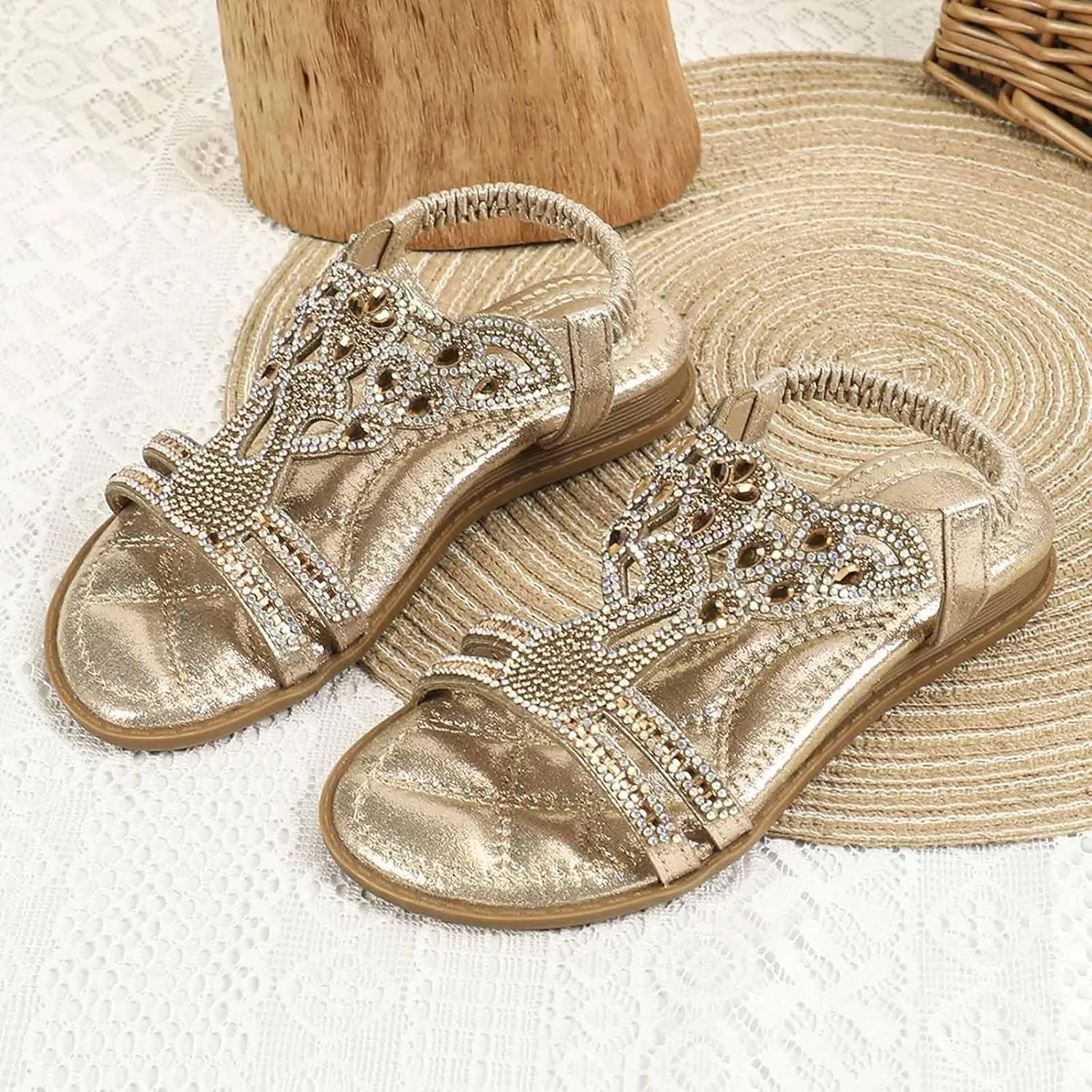 Girls Glitter Beach Shoes Shoes Flat Summer Glitter Boho Comfortable Sandals with Kids Dress Sandals