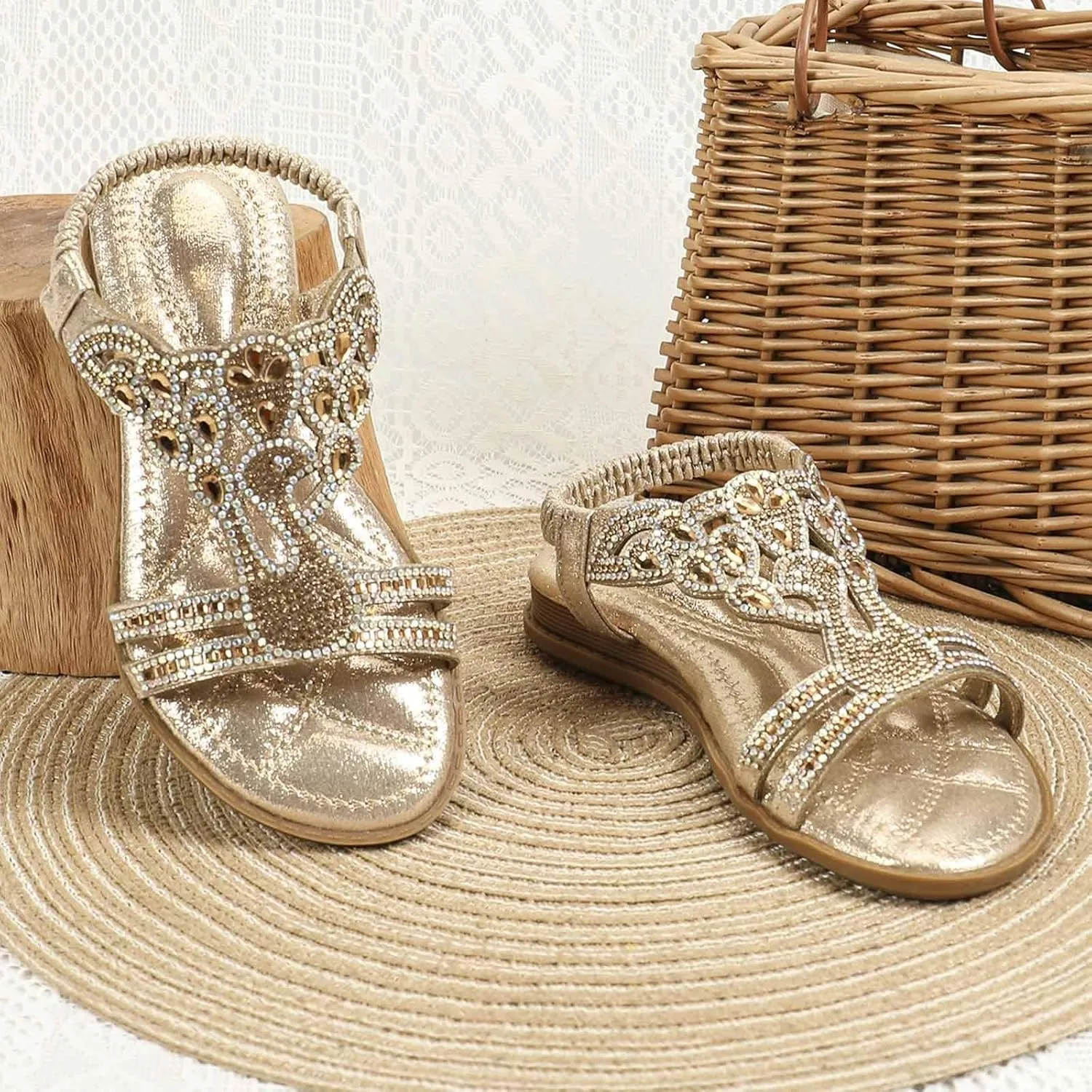 Girls Glitter Beach Shoes Shoes Flat Summer Glitter Boho Comfortable Sandals with Kids Dress Sandals