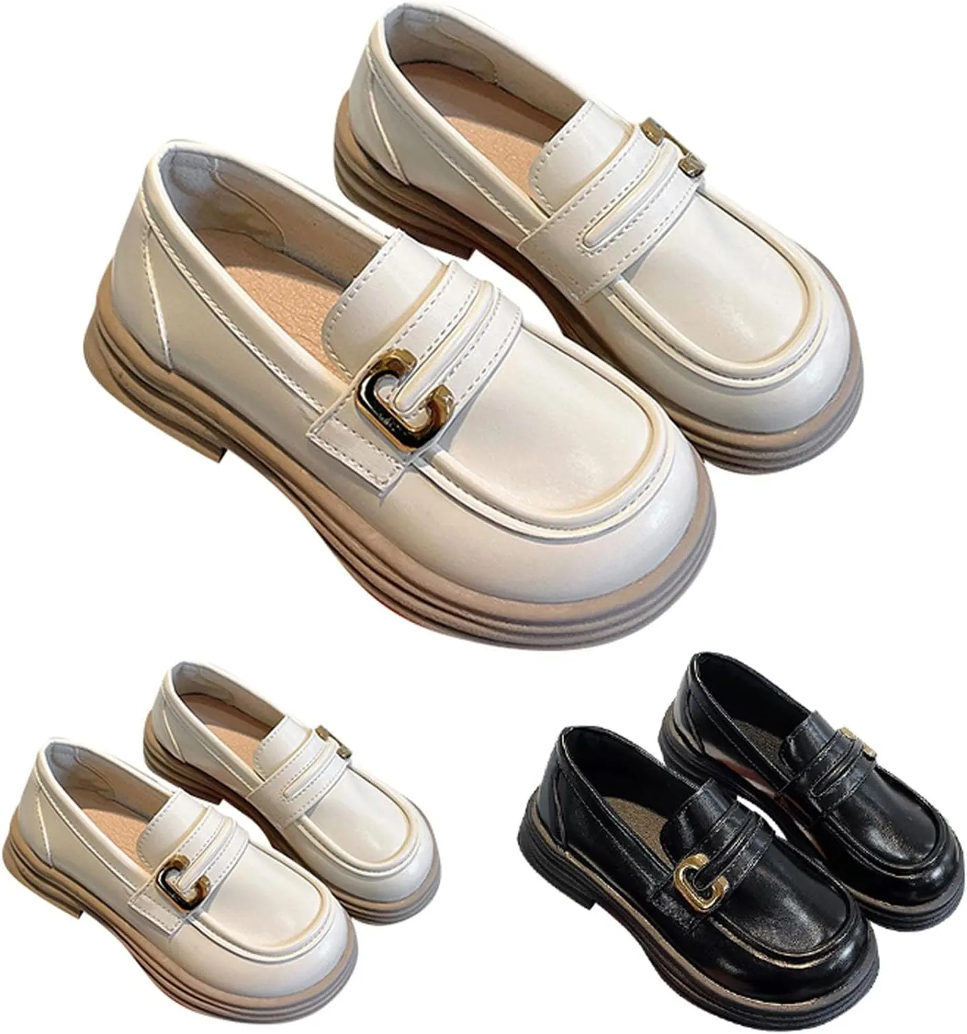 Girls Loafers Chunky Platform Classic Dress Shoes Big Little Kid PU Leather Rubber Sole Oxfor School Uniform Shoes