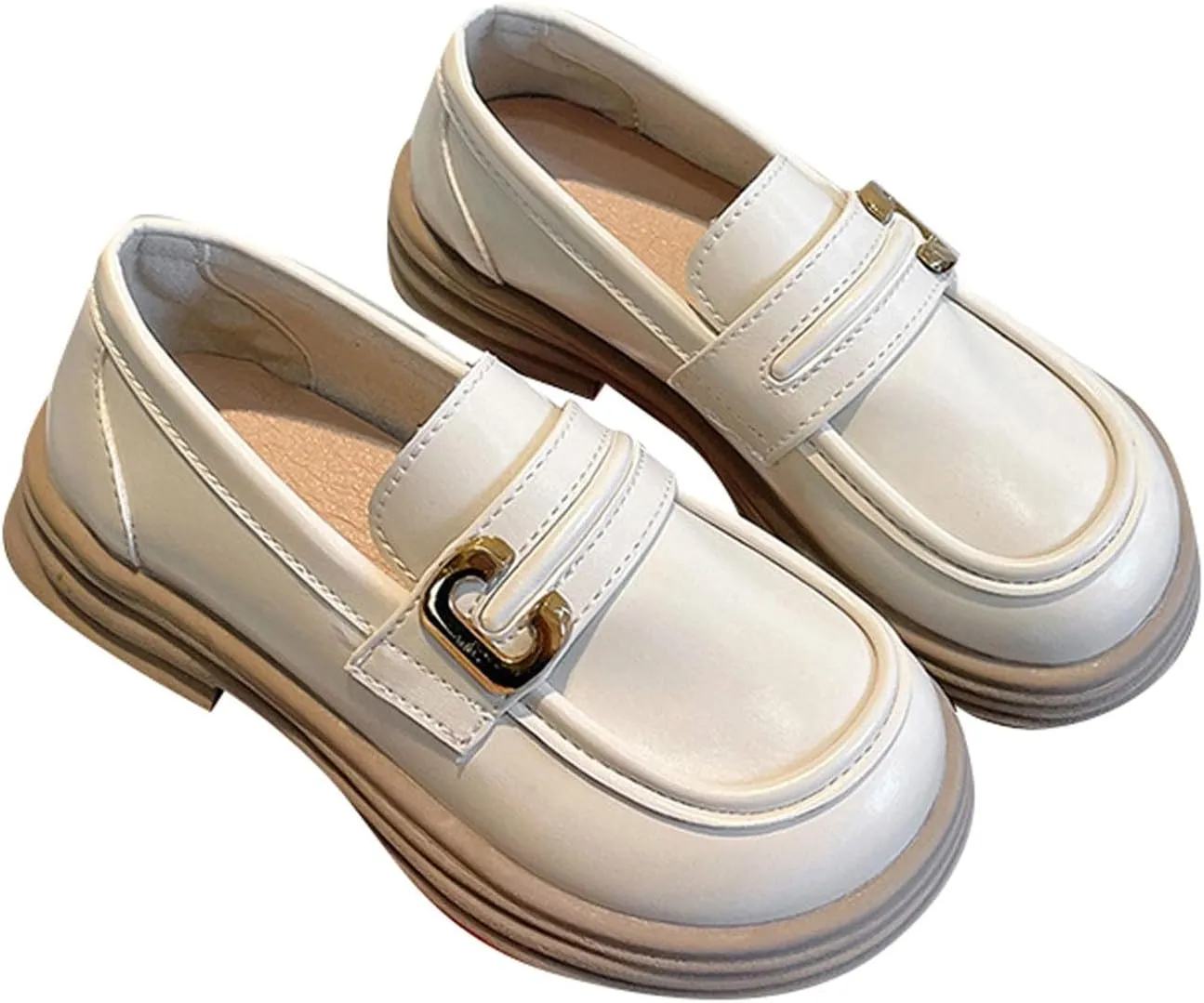 Girls Loafers Chunky Platform Classic Dress Shoes Big Little Kid PU Leather Rubber Sole Oxfor School Uniform Shoes