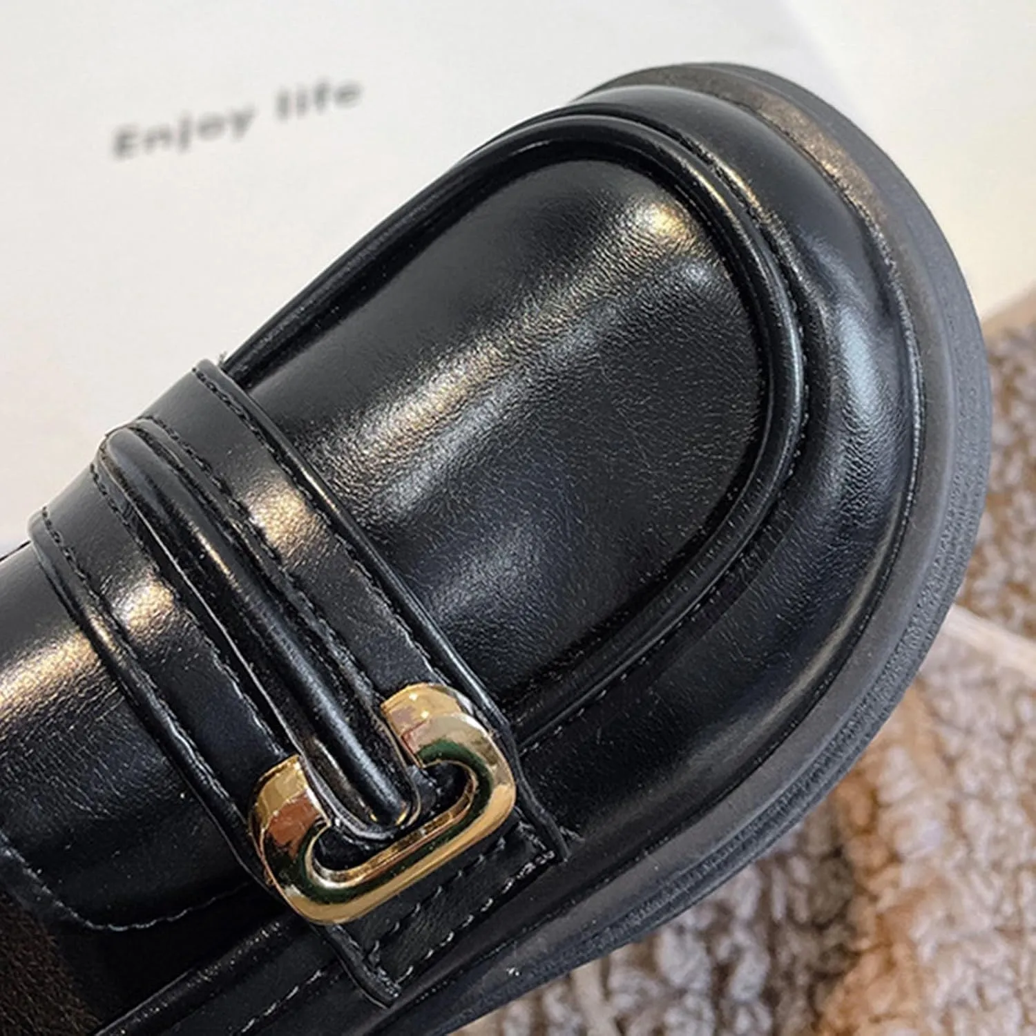 Girls Loafers Chunky Platform Classic Dress Shoes Big Little Kid PU Leather Rubber Sole Oxfor School Uniform Shoes