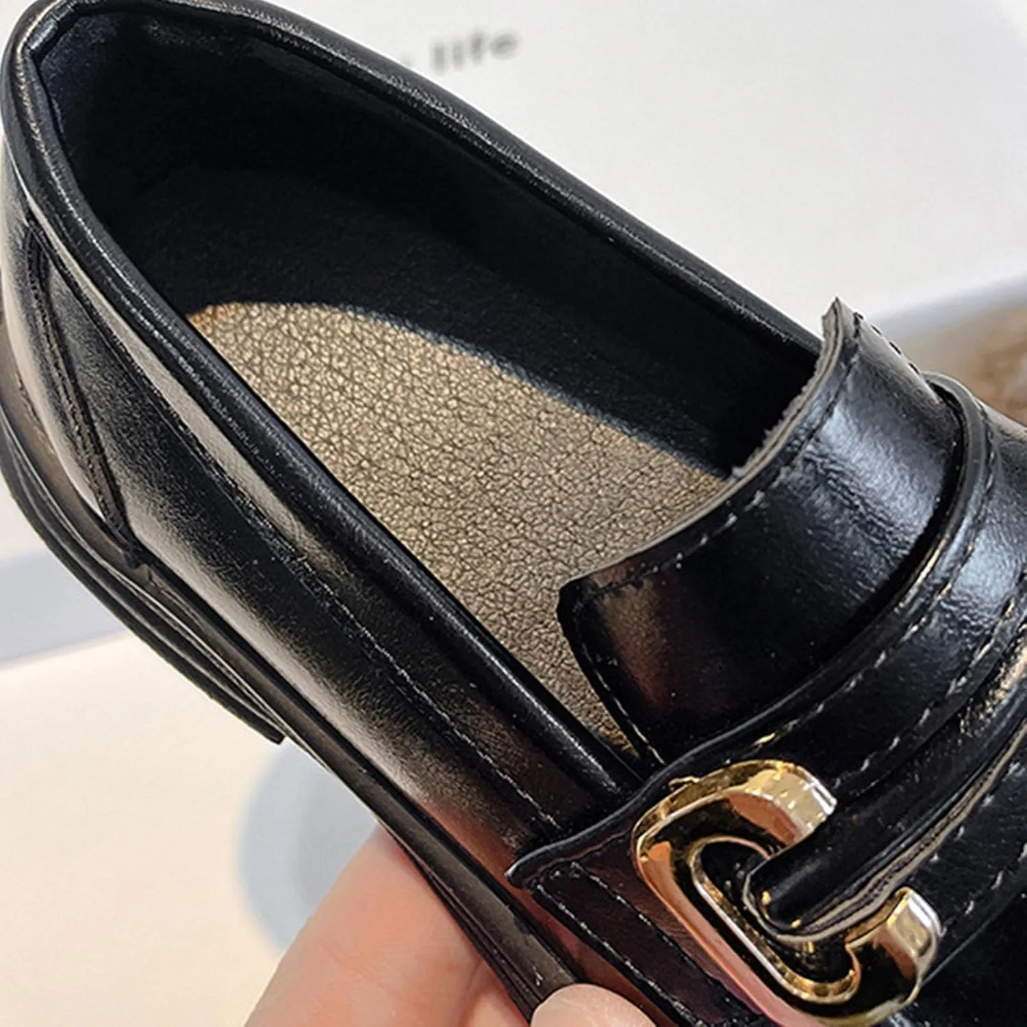 Girls Loafers Chunky Platform Classic Dress Shoes Big Little Kid PU Leather Rubber Sole Oxfor School Uniform Shoes