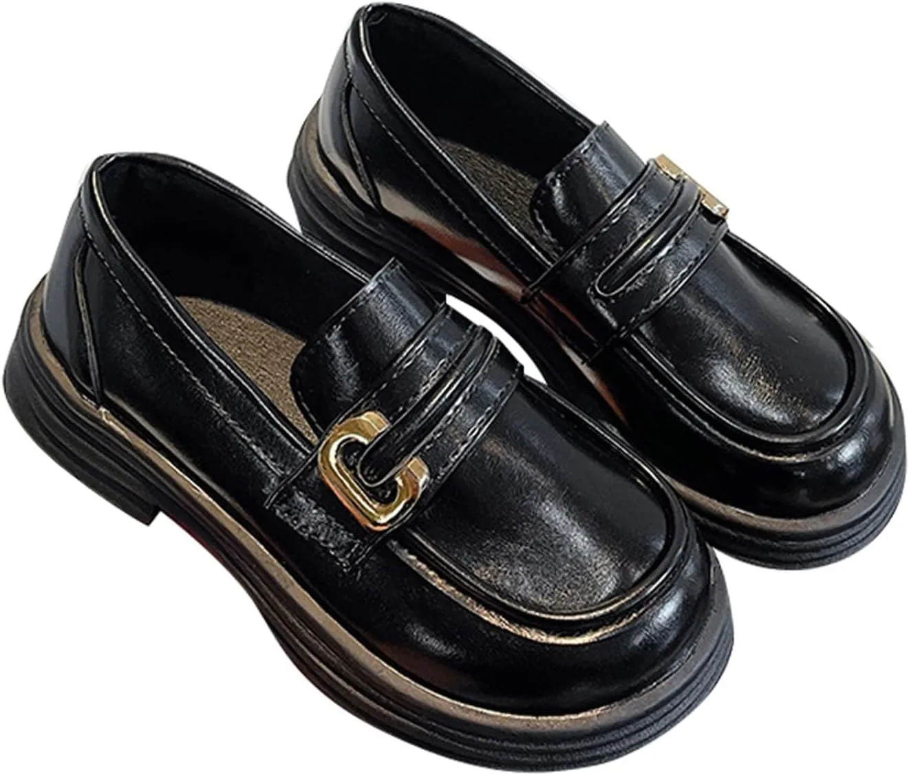 Girls Loafers Chunky Platform Classic Dress Shoes Big Little Kid PU Leather Rubber Sole Oxfor School Uniform Shoes