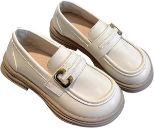 Girls Loafers Chunky Platform Classic Dress Shoes Big Little Kid PU Leather Rubber Sole Oxfor School Uniform Shoes