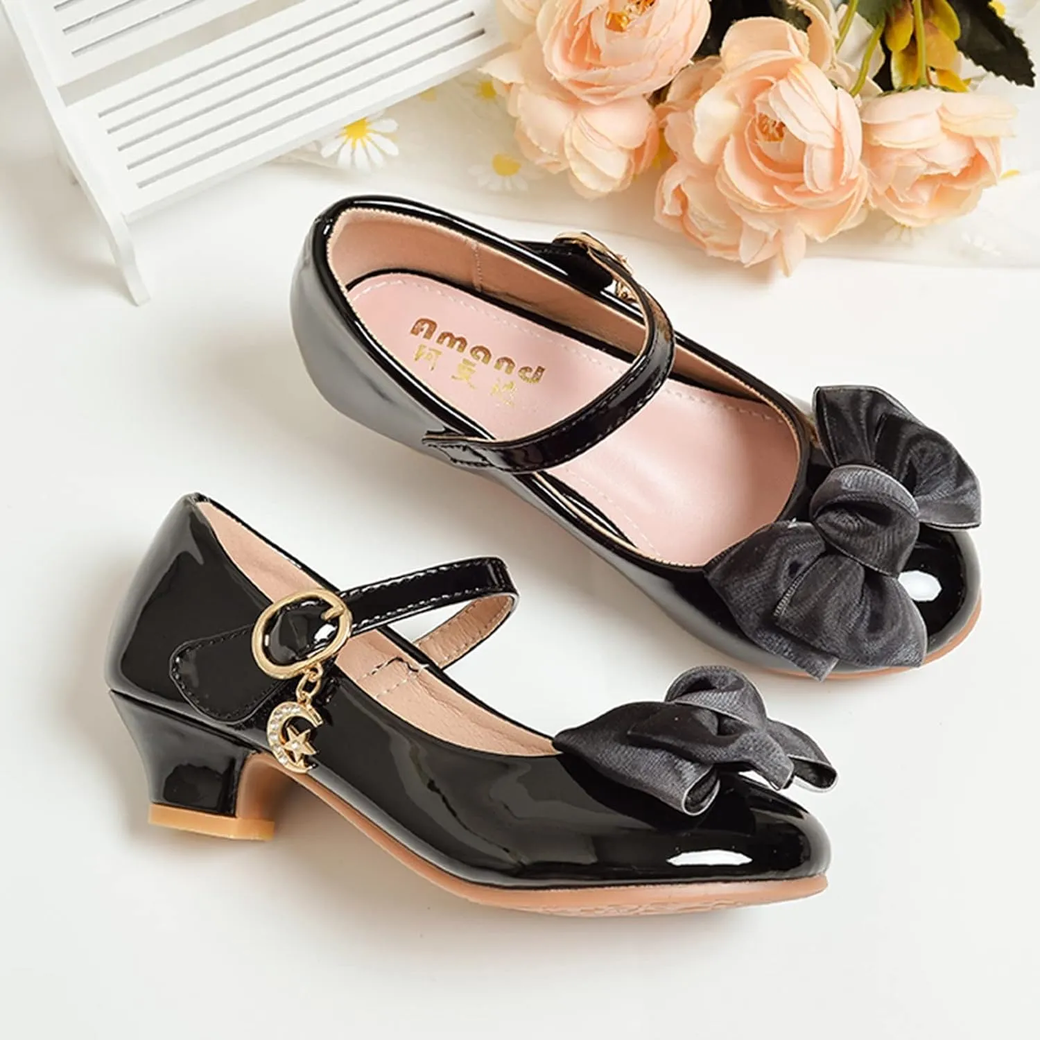 Girls Mary Jane Dress Shoes Bows Flower Girl Wedding School Low Heels Toddler Little Kids Pump Shoes Girl School 3y