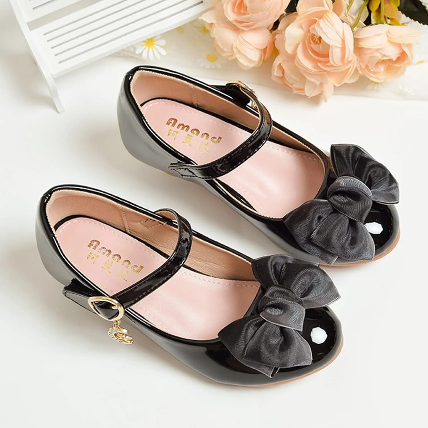 Girls Mary Jane Dress Shoes Bows Flower Girl Wedding School Low Heels Toddler Little Kids Pump Shoes Girl School 3y