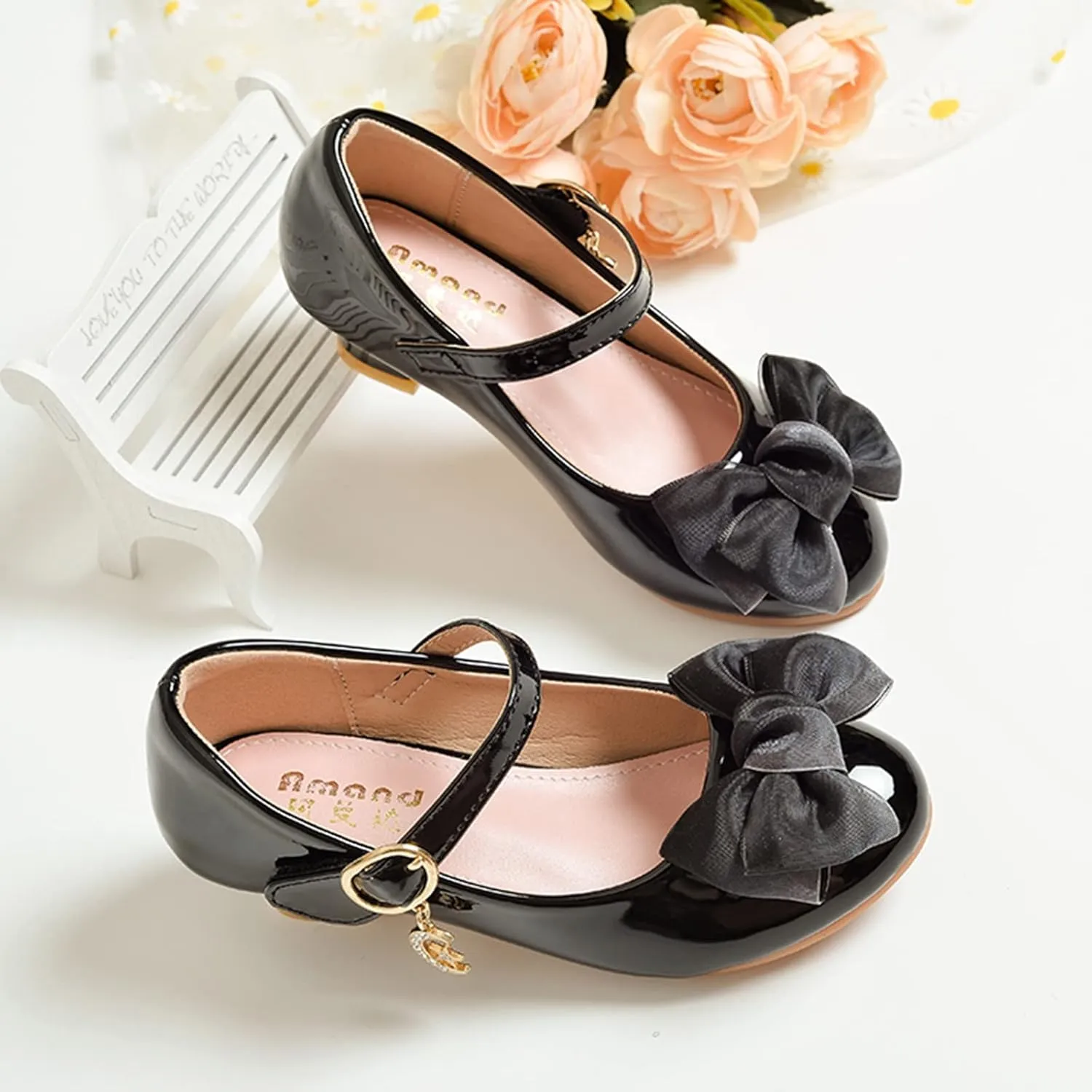 Girls Mary Jane Dress Shoes Bows Flower Girl Wedding School Low Heels Toddler Little Kids Pump Shoes Girl School 3y