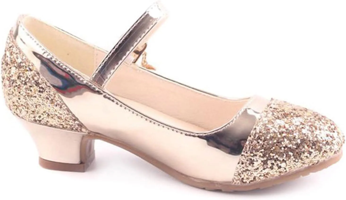 Girls Mary Jane Dress Shoes Low Heels Rhinestones Sparkle Flower Girl Wedding Toddler Girls Pump Shoes