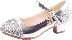 Girls Mary Jane Dress Shoes Low Heels Rhinestones Sparkle Flower Girl Wedding Toddler Girls Pump Shoes