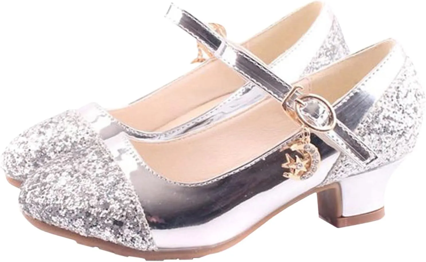Girls Mary Jane Dress Shoes Low Heels Rhinestones Sparkle Flower Girl Wedding Toddler Girls Pump Shoes