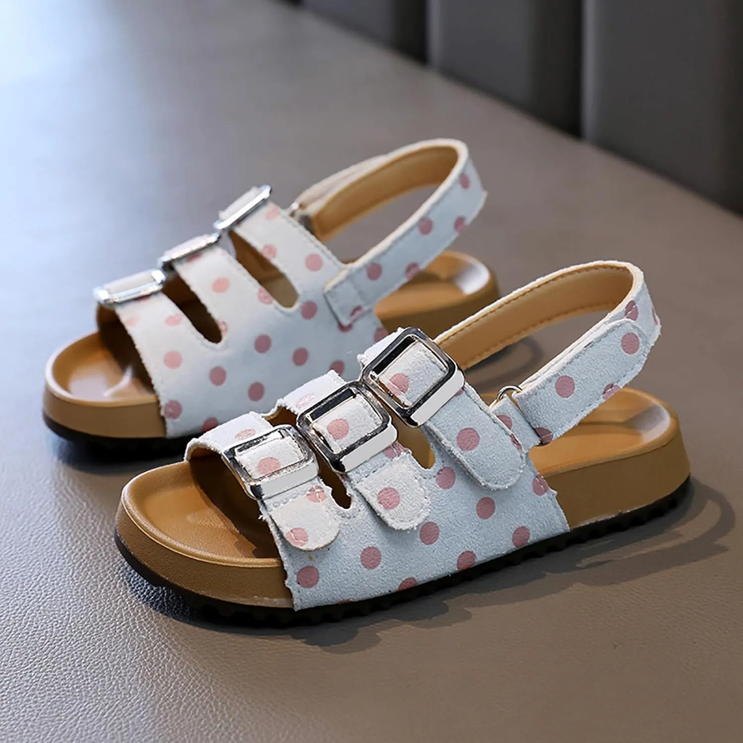 Girls Print Sandal Girls Shoes Comfortable Soft Sole Sandals Fashionable Open Toe Polka Dot Sandals