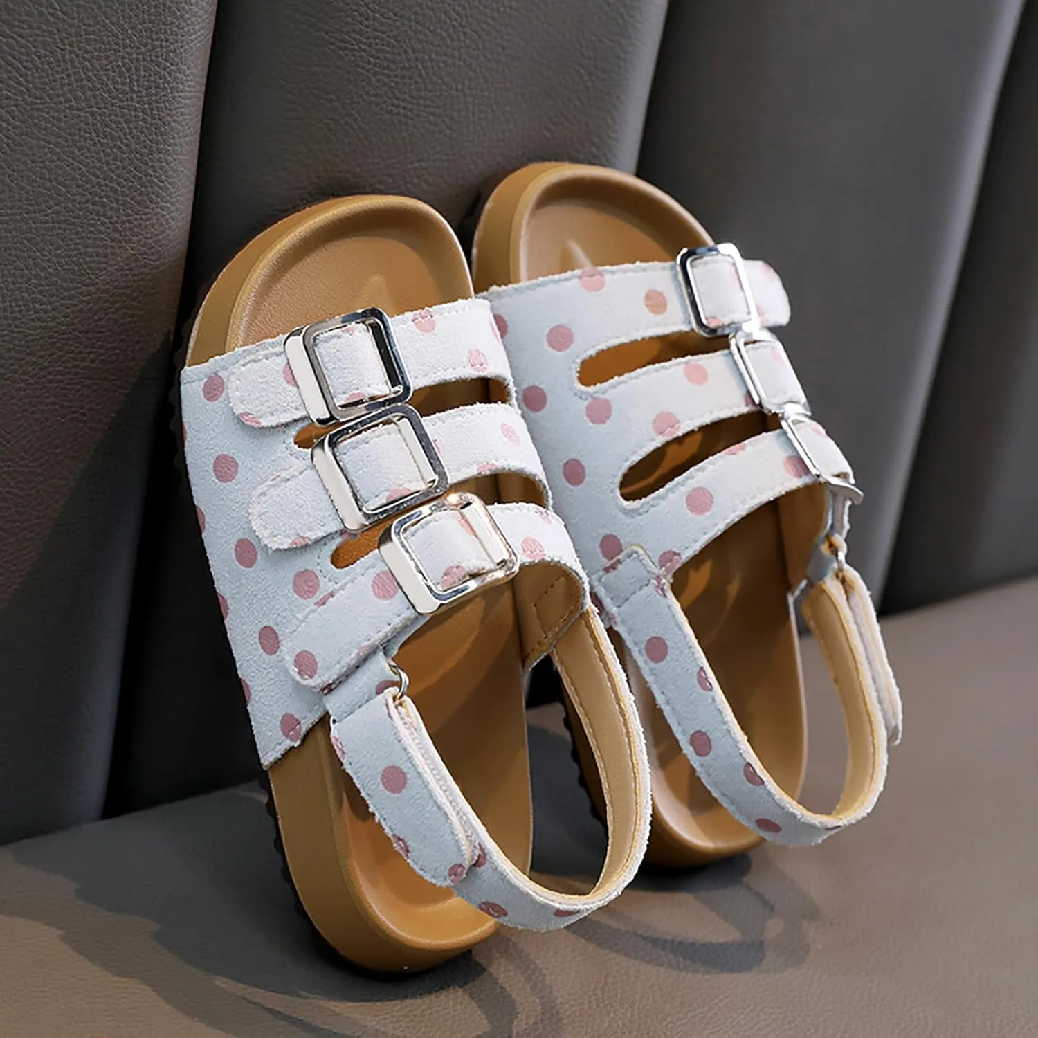 Girls Print Sandal Girls Shoes Comfortable Soft Sole Sandals Fashionable Open Toe Polka Dot Sandals