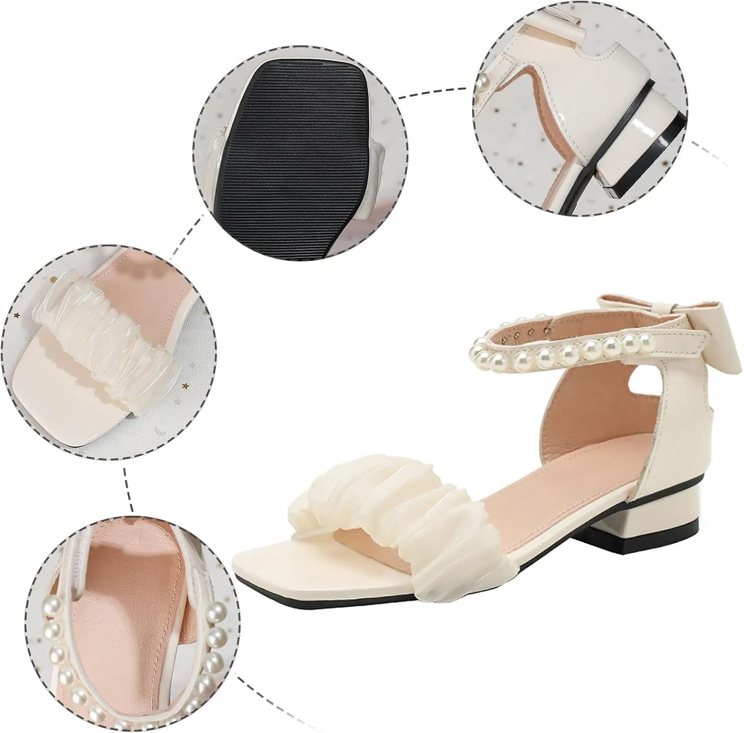 Girls Sandals Party Shoes Girls Sandals Cowhide Sole Comfortable Non Slip Beach Shoes Fairy