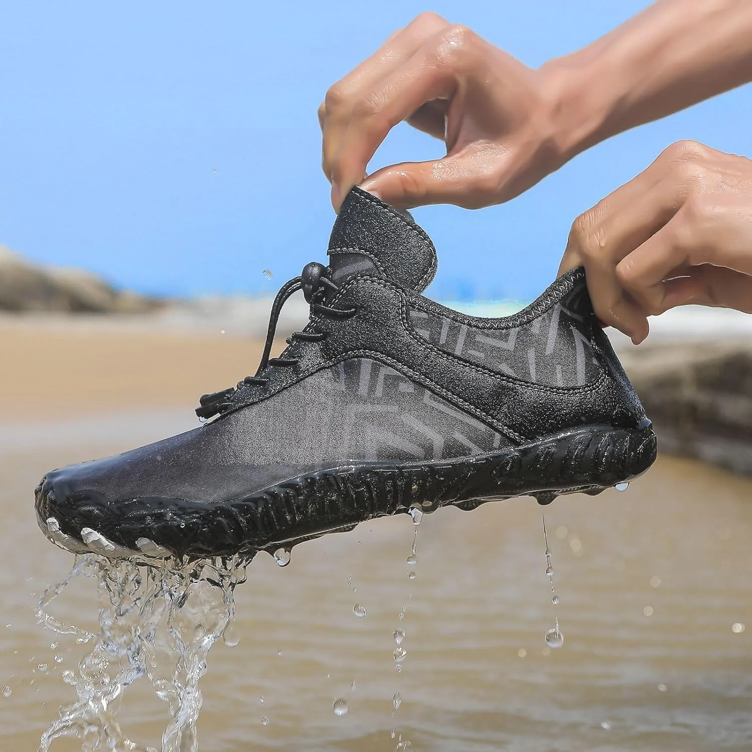 Grounded Footwear for Women Hike Barefoot Shoes Wide Toe Box Zero Drop Summer Beach Shoes Casual Comfortable Walking Shoe Non Slip Neuropathy Socks for Women Lightweight Breathable Sneakers 2025