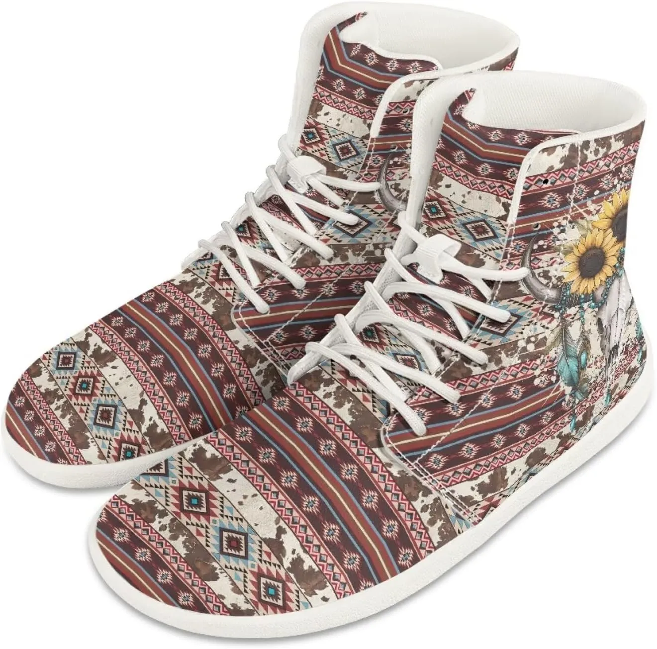 High Top Sneakers for Women Leather Shoes Trendy Men's Barefoot Shoes