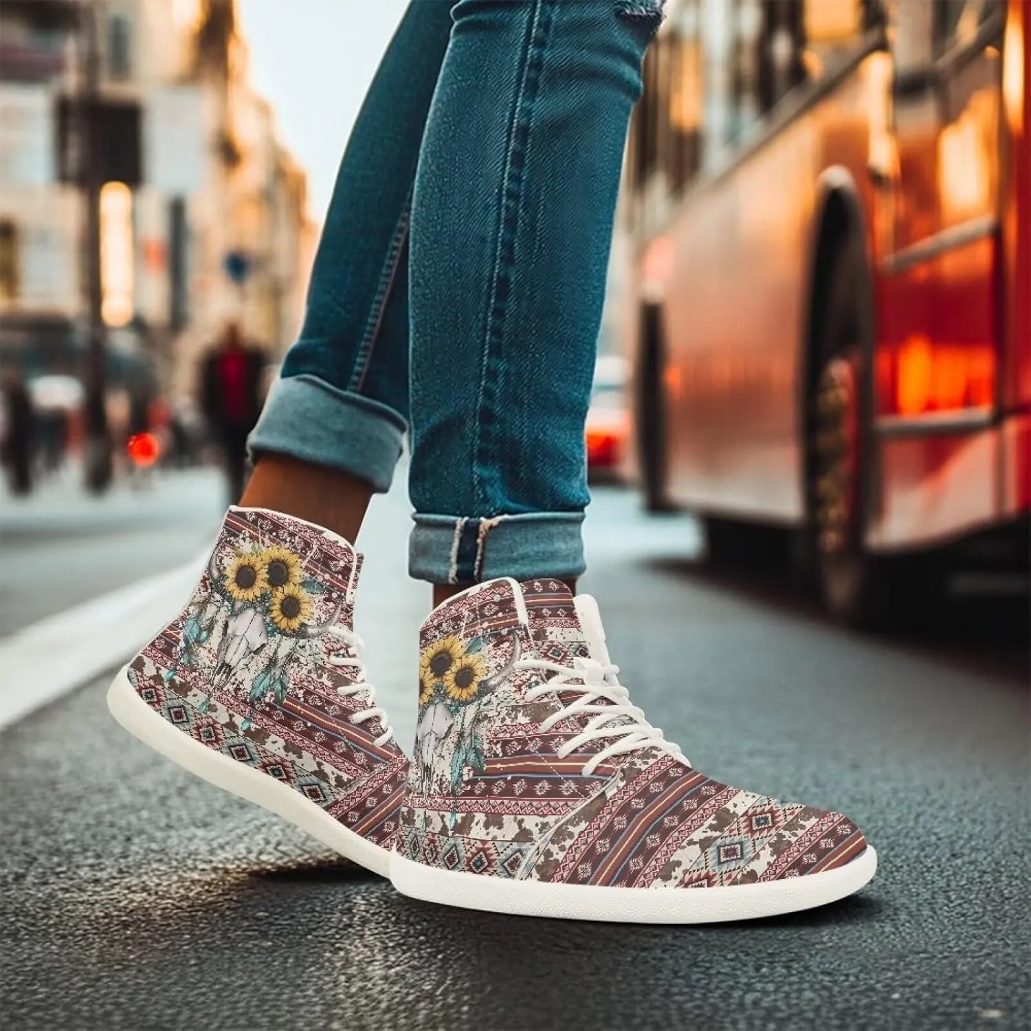 High Top Sneakers for Women Leather Shoes Trendy Men's Barefoot Shoes