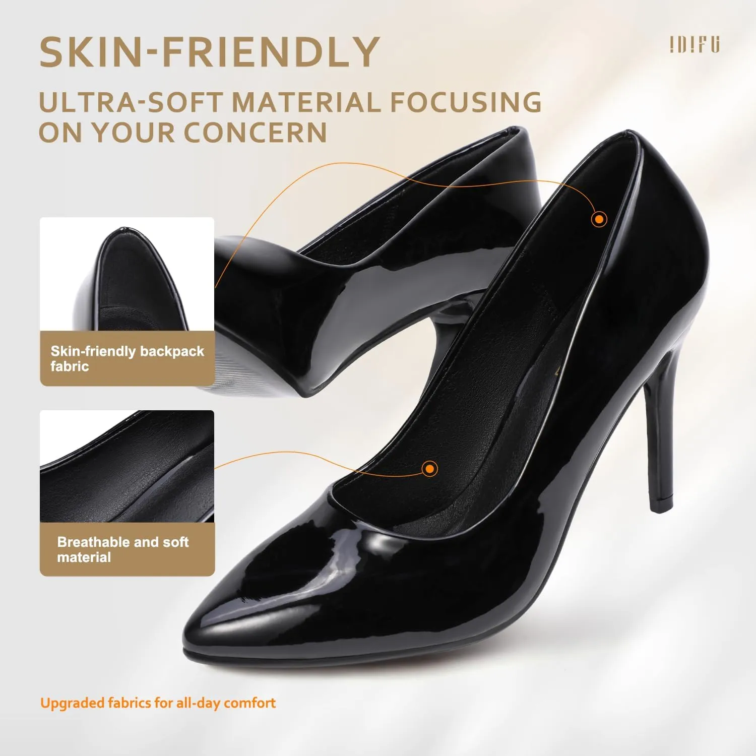 IDIFU Women's IN4 Classic Pointed Toe High Heels Pumps Wedding Dress Office Shoes