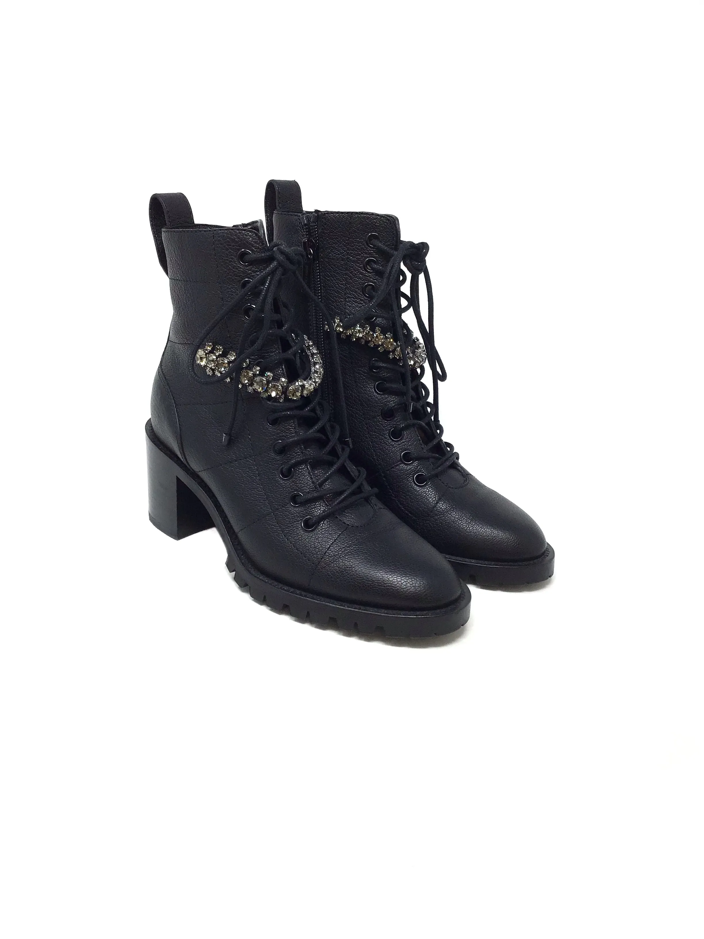 Jimmy Choo W Shoe Size 36 'Cruz' Crystal Lace Up Combat Boots