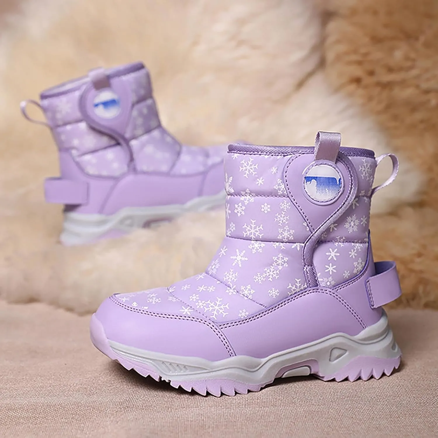 Kids Girls Insulated Fr Winter Warm Snow Boots Size 6 Boots Toddler Water Proof Shoes Girls Big Kids Snow Shoes