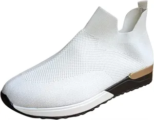 Ladmiple Walking Shoes Women Arch Support Slip On Sneakers Comfort Light Weight Mesh Casual Athletic Tennis Running Sneakers