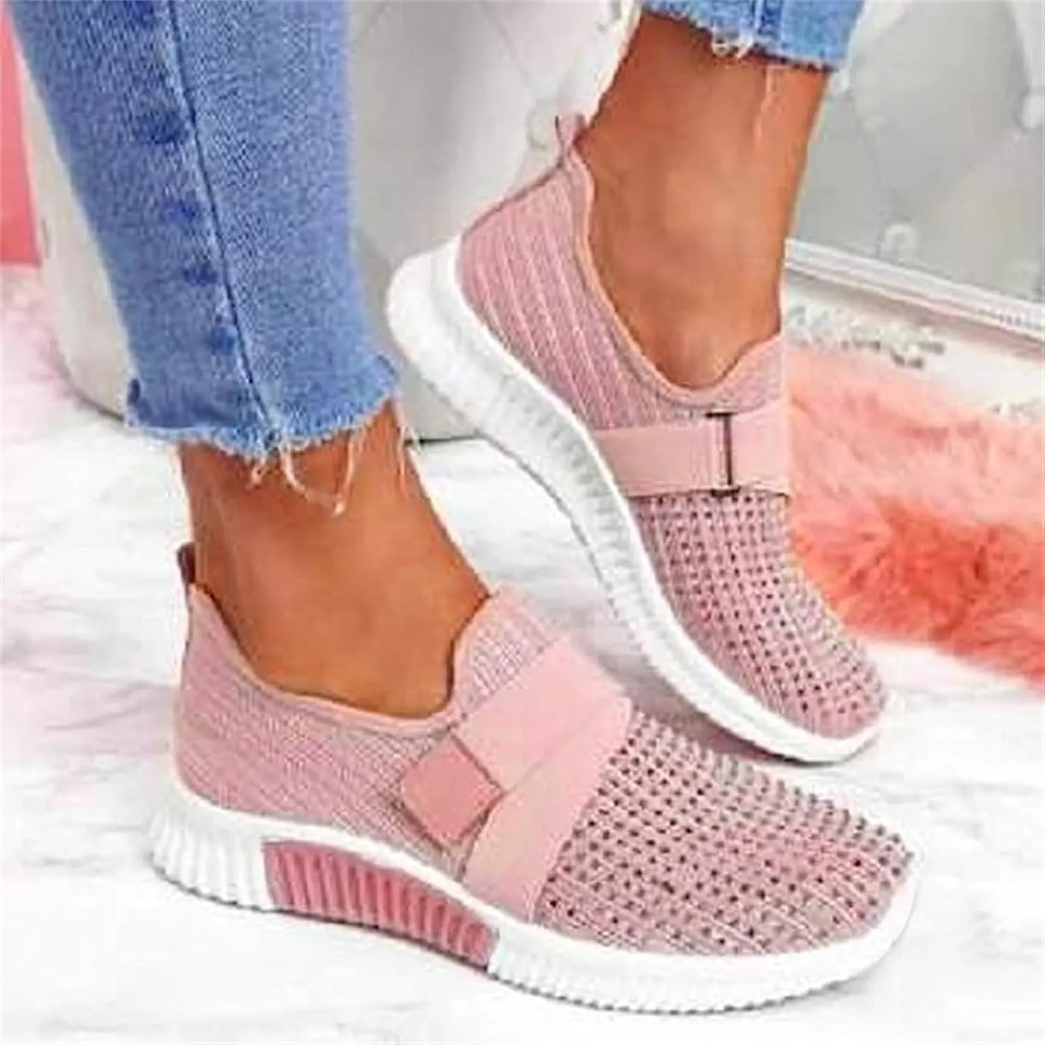 Ladmiple Womens Tennis Shoes Slip on Walking Sock Shoes Comfort Breathable Non-Slip Mesh Casual Fashion Running Sneakers